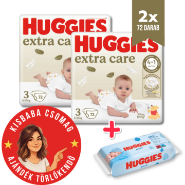 Kisbaba csomag, Extra Care 3-as pelenka, 144 db + AJÁNDÉK Huggies® Pure Wipes törlőkendő 56 db