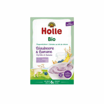 Holle Bio kecsketejes gabonapehely fekete áfonya-banán