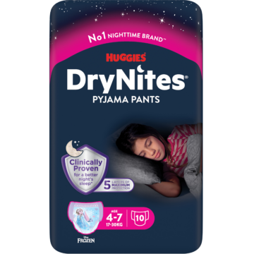 Huggies® DryNites Éjszakai Pelenka lányoknak (4-7 év) (17-30 kg) 10 db