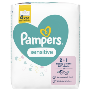 Pampers Sensitive törlőkendő, 4x80=320 db