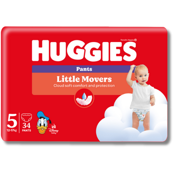 Huggies® Little Movers Pants 5-ös méretű bugyipelenka (12-17 kg) 34 db