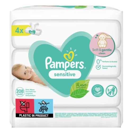 Pampers Sensitive törlőkendő, 4x52=208 db